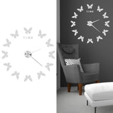 Large Wall Sticker Clock Butterfly Shape Innovation DIY Modern Art Living Room DecorationSilver - Extra Image