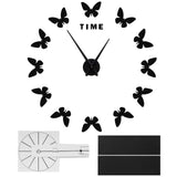 Large Wall Sticker Clock Butterfly Shape Innovation DIY Modern Art Living Room DecorationBlack