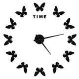 Large Wall Sticker Clock Butterfly Shape Innovation DIY Modern Art Living Room DecorationBlack