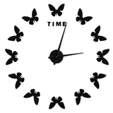 Large Wall Sticker Clock Butterfly Shape Innovation DIY Modern Art Living Room DecorationBlack - Top-Down View