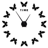 Large Wall Sticker Clock Butterfly Shape Innovation DIY Modern Art Living Room DecorationBlack