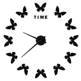 Large Wall Sticker Clock Butterfly Shape Innovation DIY Modern Art Living Room DecorationBlack - Close-Up Angle