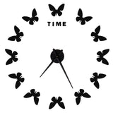 Large Wall Sticker Clock Butterfly Shape Innovation DIY Modern Art Living Room DecorationBlack - Low Angle