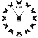 Large Wall Sticker Clock Butterfly Shape Innovation DIY Modern Art Living Room DecorationBlack