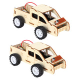2 Set Wood Voice Controlled Vehicle DIY Toy Car Kit Scientific Experimental Tool for Children - Front View
