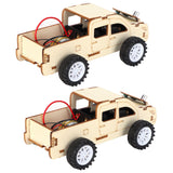 2 Set Wood Voice Controlled Vehicle DIY Toy Car Kit Scientific Experimental Tool for Children - Side View