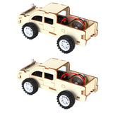 2 Set Wood Voice Controlled Vehicle DIY Toy Car Kit Scientific Experimental Tool for Children - Top-Down View