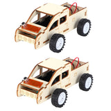 2 Set Wood Voice Controlled Vehicle DIY Toy Car Kit Scientific Experimental Tool for Children - Rear View