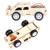 2 Set Wood Voice Controlled Vehicle DIY Toy Car Kit Scientific Experimental Tool for Children - Close-Up Angle