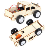 2 Set Wood Voice Controlled Vehicle DIY Toy Car Kit Scientific Experimental Tool for Children - Low Angle