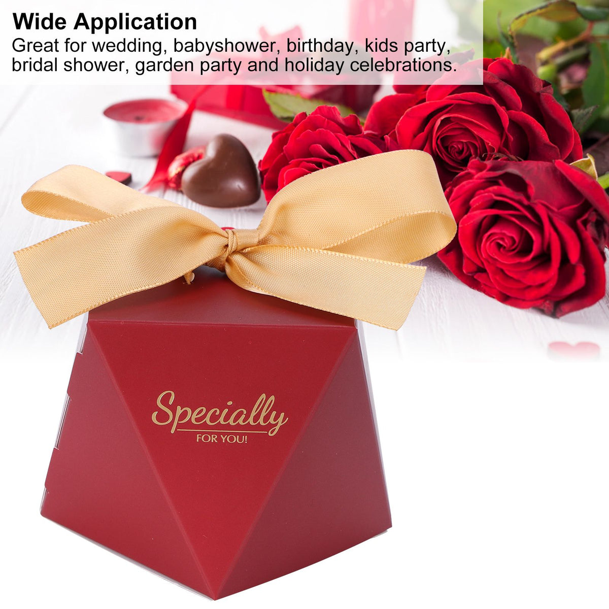 25 Sets Candy Box Cookies Gift Boxes with Ribbon for Birthday Wedding Party FavorL