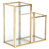 Glass Storage Container Garden Polygonal Column Golden Brass Bar Welding Flower Room Box - Top-Down View