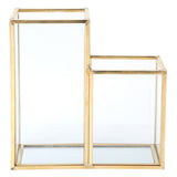 Glass Storage Container Garden Polygonal Column Golden Brass Bar Welding Flower Room Box