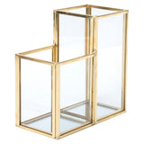 Glass Storage Container Garden Polygonal Column Golden Brass Bar Welding Flower Room Box - Rear View