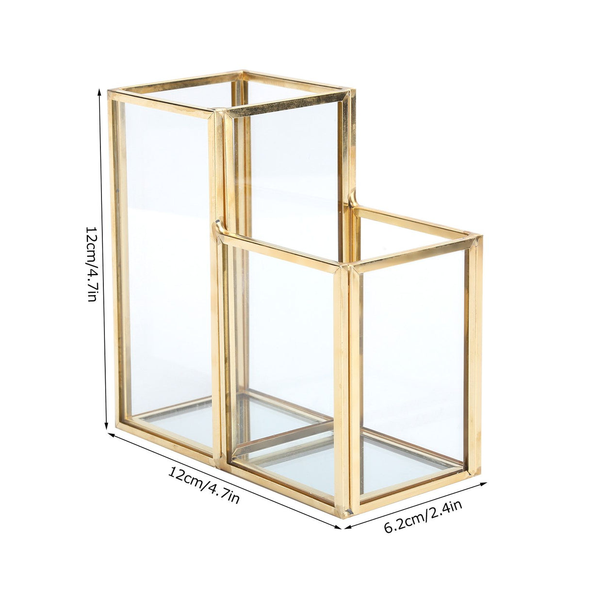 Glass Storage Container Garden Polygonal Column Golden Brass Bar Welding Flower Room Box