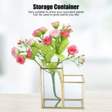 Glass Storage Container Garden Polygonal Column Golden Brass Bar Welding Flower Room Box - Extra Image