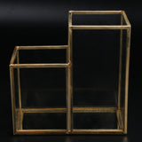 Glass Storage Container Garden Polygonal Column Golden Brass Bar Welding Flower Room Box - Extra Image