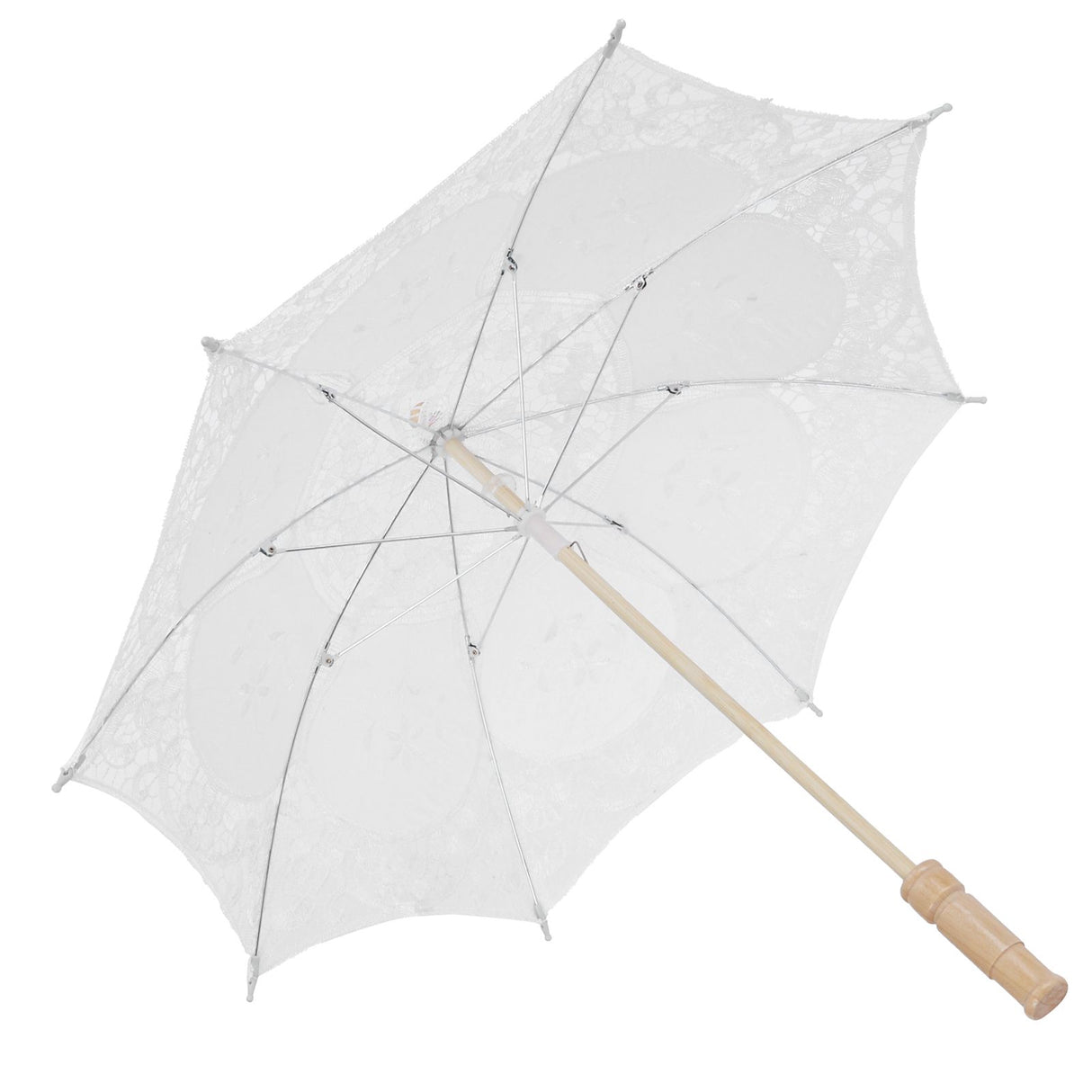 Lace Umbrella Parasol Vintage Wedding Bridal Umbrella for Photo Costume Party SuppliesL White