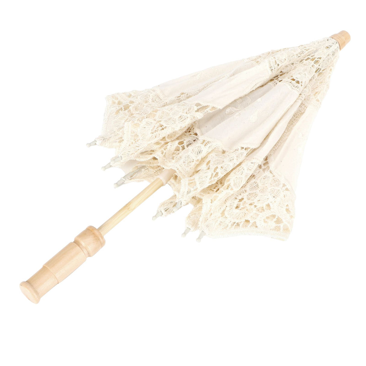 Lace Umbrella Parasol Vintage Wedding Bridal Umbrella for Photo Costume Party SuppliesL Beige