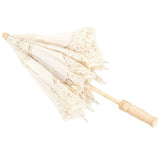 Lace Umbrella Parasol Vintage Wedding Bridal Umbrella for Photo Costume Party SuppliesL Beige - Rear View