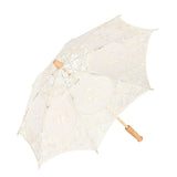 Lace Umbrella Parasol Vintage Wedding Bridal Umbrella for Photo Costume Party SuppliesL Beige - Low Angle