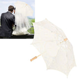 Lace Umbrella Parasol Vintage Wedding Bridal Umbrella for Photo Costume Party SuppliesL Beige - Extra Image