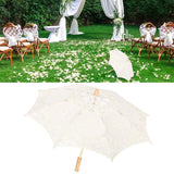 Lace Umbrella Parasol Vintage Wedding Bridal Umbrella for Photo Costume Party SuppliesL Beige - Extra Image