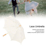 Lace Umbrella Parasol Vintage Wedding Bridal Umbrella for Photo Costume Party SuppliesL Beige - Extra Image