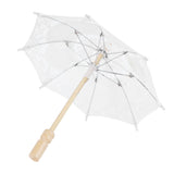 Lace Umbrella Parasol Vintage Wedding Bridal Umbrella for Photo Costume Party SuppliesS White - Side View