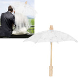 Lace Umbrella Parasol Vintage Wedding Bridal Umbrella for Photo Costume Party SuppliesS White - Extra Image