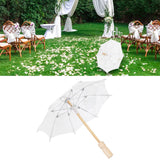 Lace Umbrella Parasol Vintage Wedding Bridal Umbrella for Photo Costume Party SuppliesS White - Extra Image