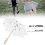 Lace Umbrella Parasol Vintage Wedding Bridal Umbrella for Photo Costume Party SuppliesS White - Extra Image