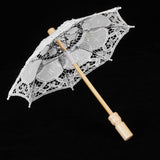 Lace Umbrella Parasol Vintage Wedding Bridal Umbrella for Photo Costume Party SuppliesS White - Extra Image