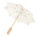 Lace Umbrella Parasol Vintage Wedding Bridal Umbrella for Photo Costume Party SuppliesS Beige - Front View