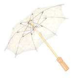 Lace Umbrella Parasol Vintage Wedding Bridal Umbrella for Photo Costume Party SuppliesS Beige - Side View
