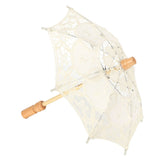Lace Umbrella Parasol Vintage Wedding Bridal Umbrella for Photo Costume Party SuppliesS Beige - 45-Degree Angle