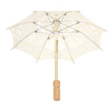 Lace Umbrella Parasol Vintage Wedding Bridal Umbrella for Photo Costume Party SuppliesS Beige - Rear View