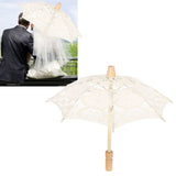 Lace Umbrella Parasol Vintage Wedding Bridal Umbrella for Photo Costume Party SuppliesS Beige - Extra Image