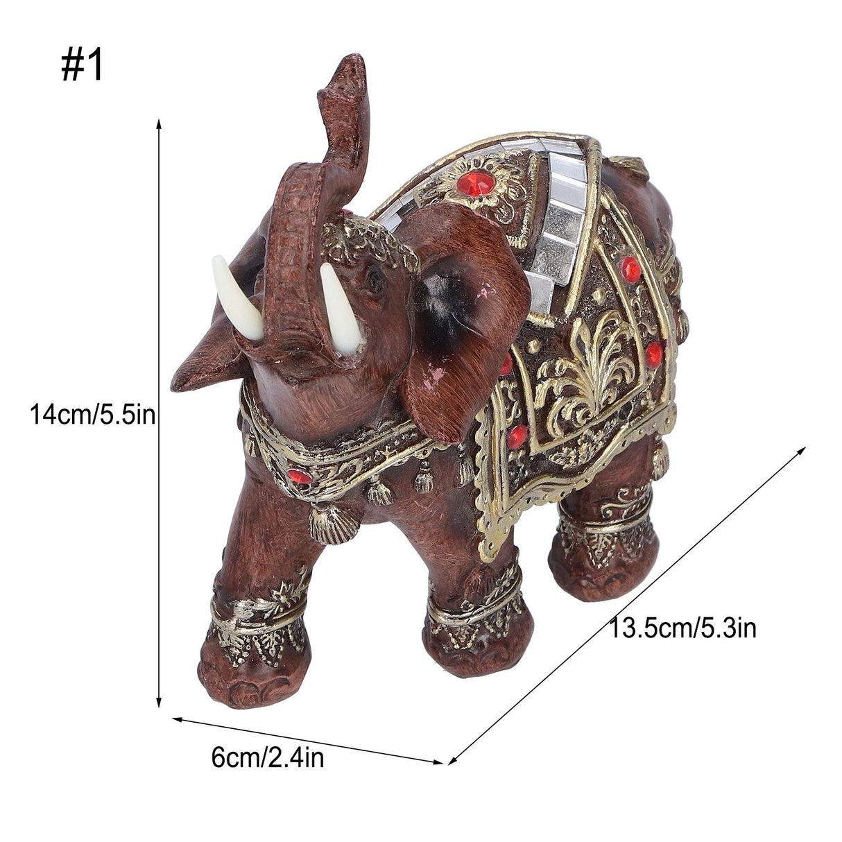 Elephant Statue Resin Desktop Figurine Ornament Home Living Room Decoration GiftRed L 13.5x6x14cm