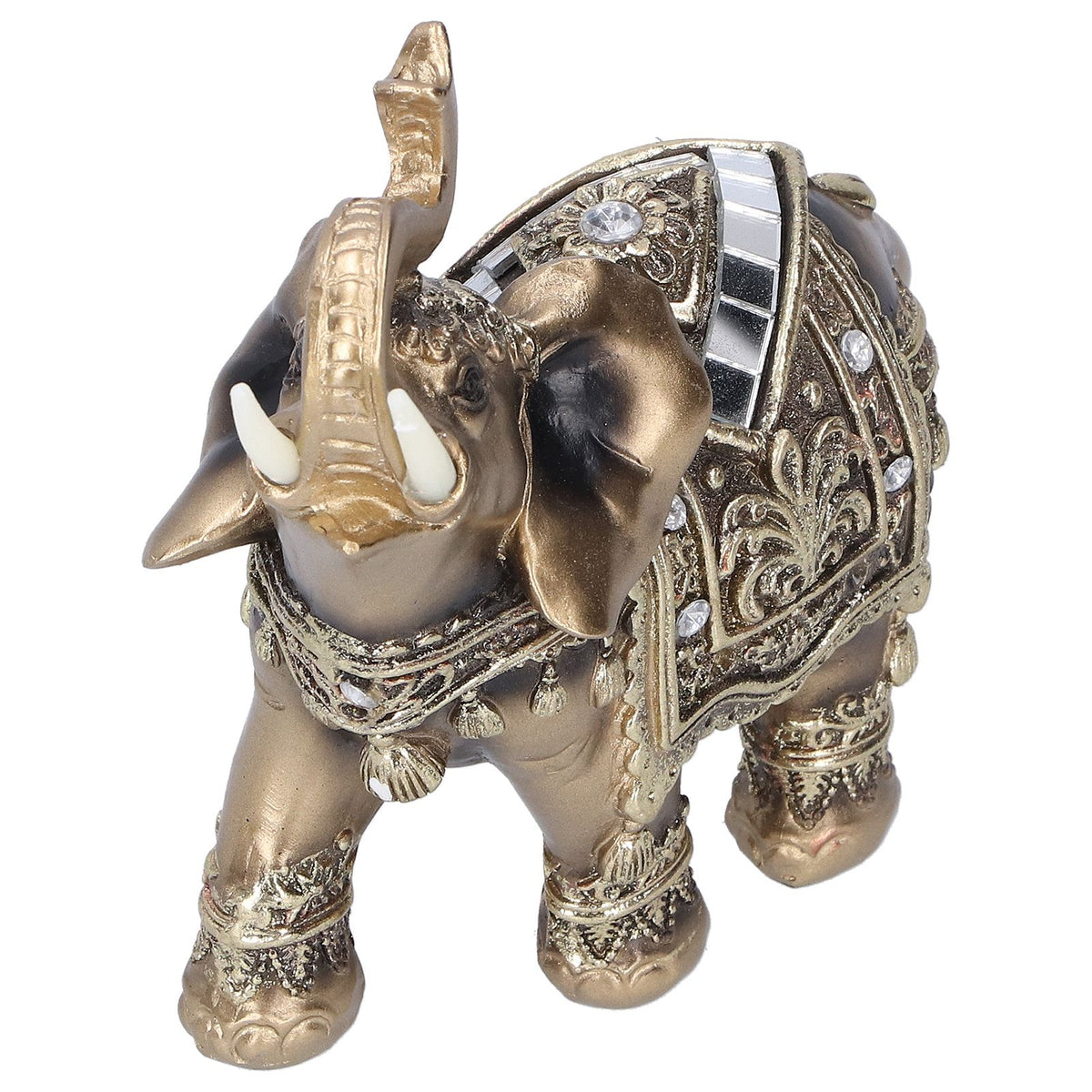 Elephant Statue Figurine Feng Shui Resin Animal Ornament Art Crafts Desktop DecorationGold L 13.5x6x14cm