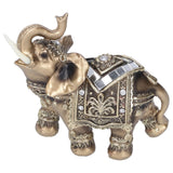 Elephant Statue Figurine Feng Shui Resin Animal Ornament Art Crafts Desktop DecorationGold L 13.5x6x14cm - Side View