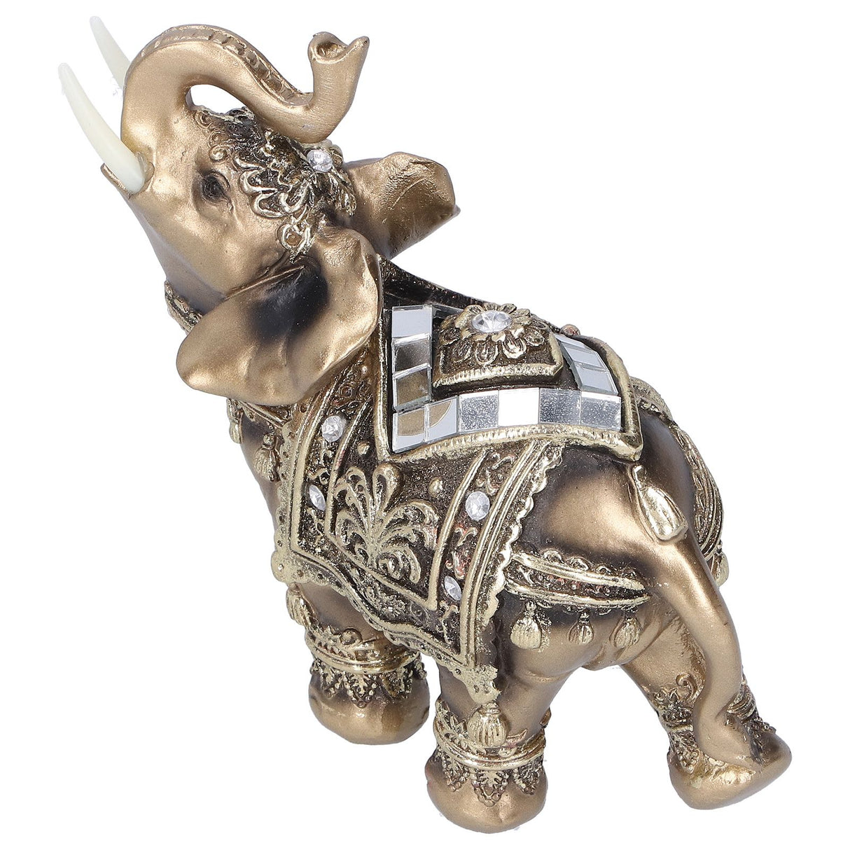 Elephant Statue Figurine Feng Shui Resin Animal Ornament Art Crafts Desktop DecorationGold L 13.5x6x14cm