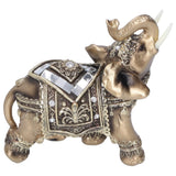 Elephant Statue Figurine Feng Shui Resin Animal Ornament Art Crafts Desktop DecorationGold L 13.5x6x14cm