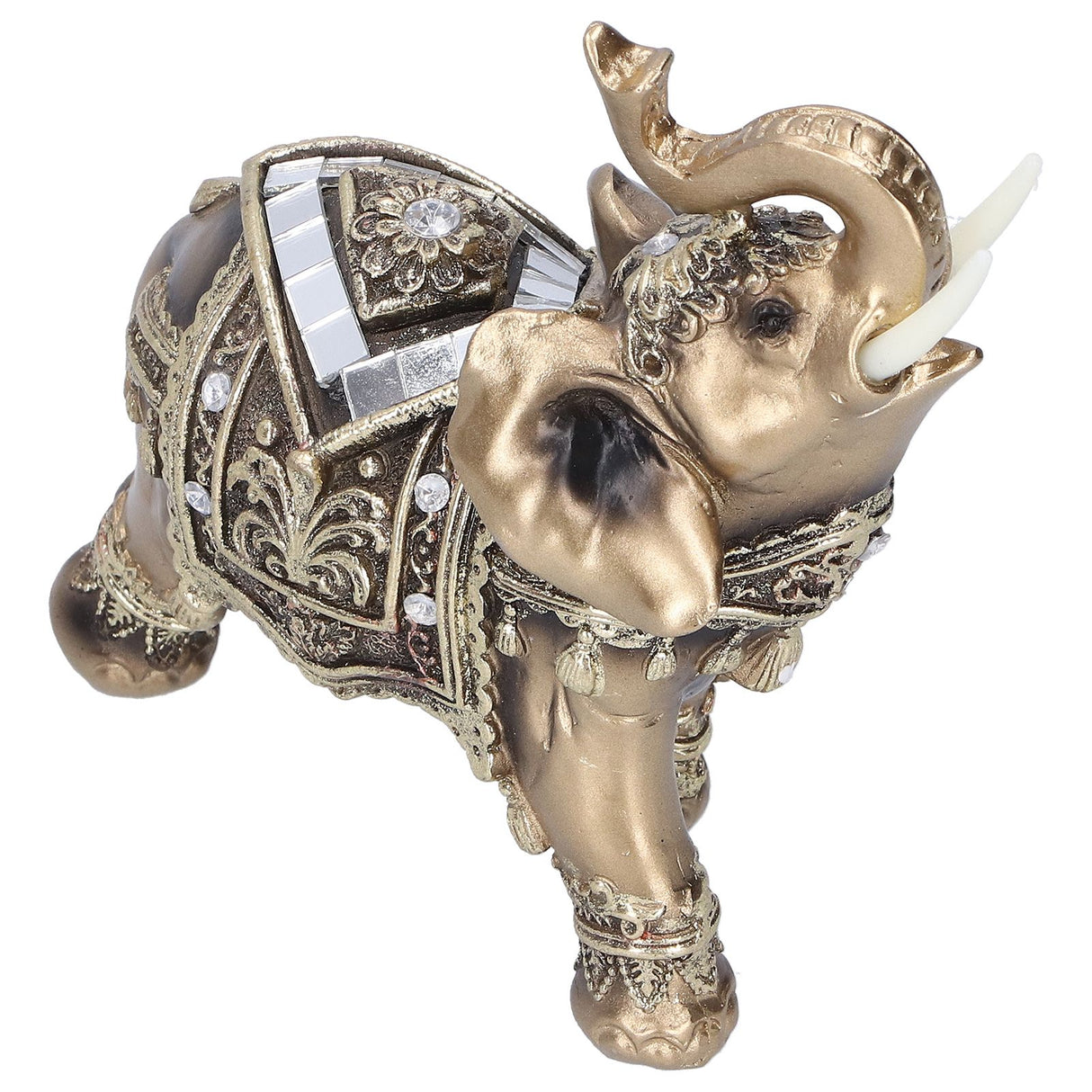 Elephant Statue Figurine Feng Shui Resin Animal Ornament Art Crafts Desktop DecorationGold L 13.5x6x14cm