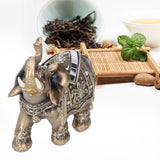 Elephant Statue Figurine Feng Shui Resin Animal Ornament Art Crafts Desktop DecorationGold L 13.5x6x14cm - Extra Image