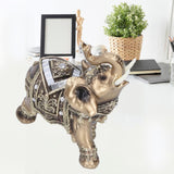 Elephant Statue Figurine Feng Shui Resin Animal Ornament Art Crafts Desktop DecorationGold L 13.5x6x14cm