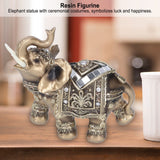 Elephant Statue Figurine Feng Shui Resin Animal Ornament Art Crafts Desktop DecorationGold L 13.5x6x14cm