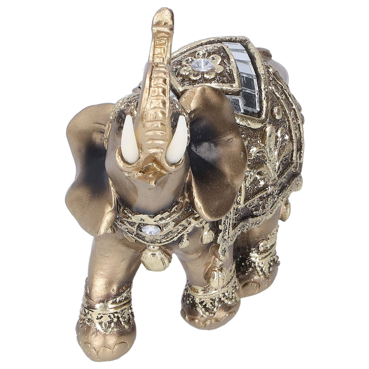 Elephant Statue Figurine Feng Shui Resin Animal Ornament Art Crafts Desktop DecorationGold M 10x5x10cm