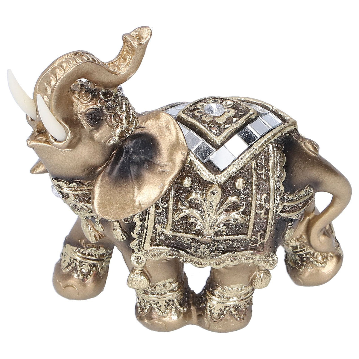 Elephant Statue Figurine Feng Shui Resin Animal Ornament Art Crafts Desktop DecorationGold M 10x5x10cm