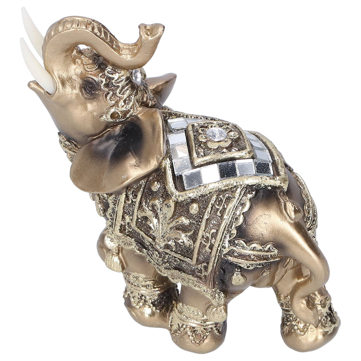 Elephant Statue Figurine Feng Shui Resin Animal Ornament Art Crafts Desktop DecorationGold M 10x5x10cm
